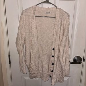 American Eagle Cream Button-Up Cardigan